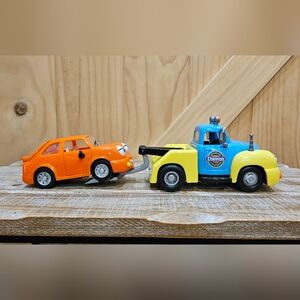 Vintage | Set Of 2 Chevron Cars | "Trevor Tow Truck" & "Holly Hatchback"